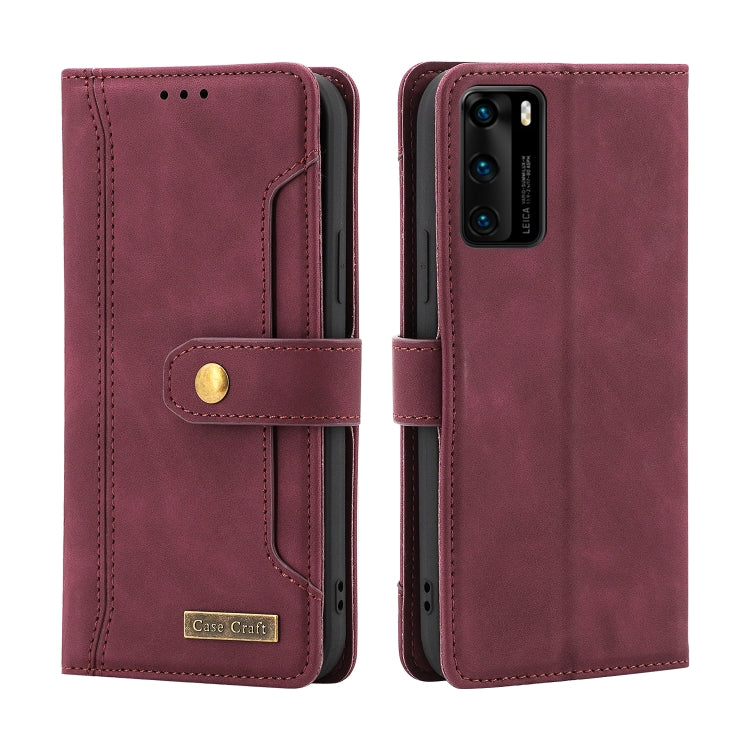 For Huawei P40 Copper Buckle Horizontal Flip Leather Phone Case with Holder & Card Slots & Wallet