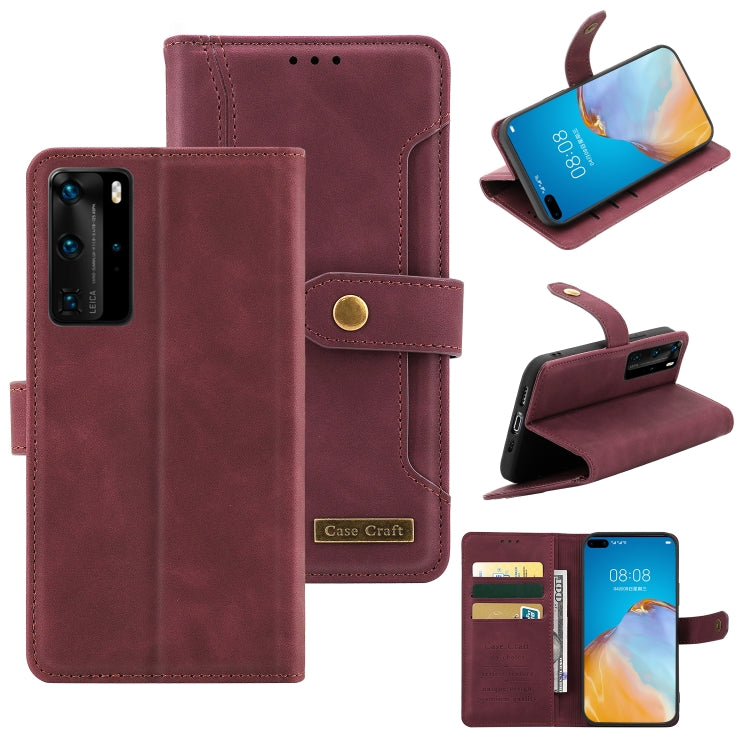For Huawei P40 Pro+ Copper Buckle Horizontal Flip Leather Phone Case with Holder & Card Slots & Wallet