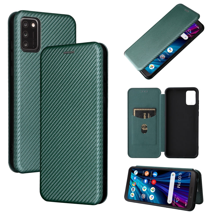 For TCL A3X Carbon Fiber Texture Horizontal Flip Leather Phone Case with Card Slot