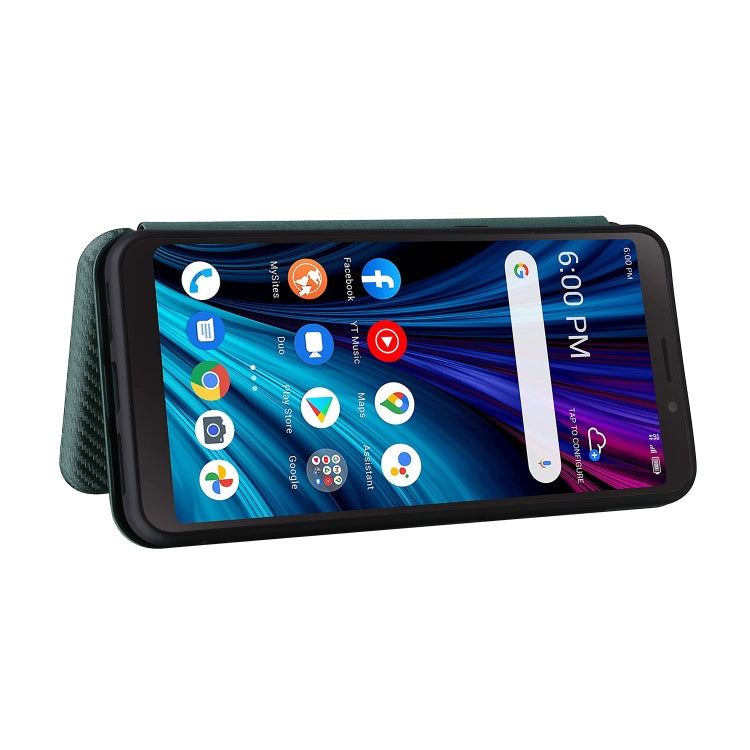 For TCL A3X Carbon Fiber Texture Horizontal Flip Leather Phone Case with Card Slot