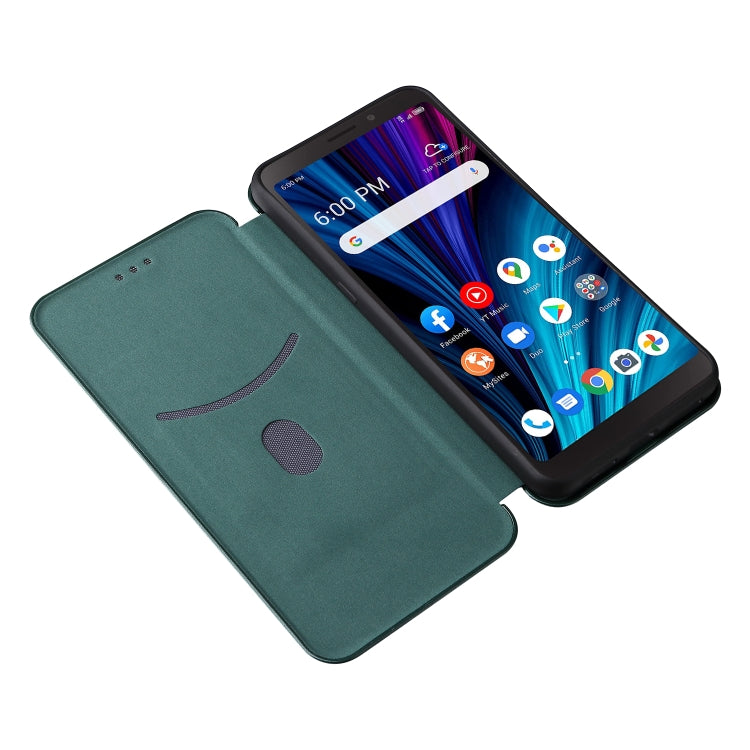For TCL A3X Carbon Fiber Texture Horizontal Flip Leather Phone Case with Card Slot