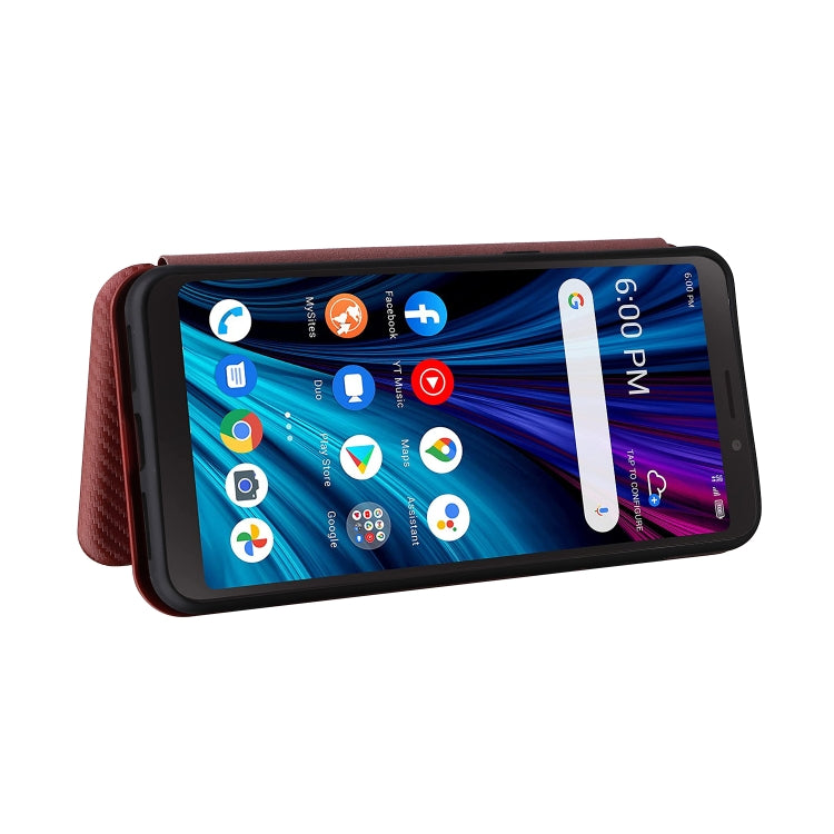 For TCL A3X Carbon Fiber Texture Horizontal Flip Leather Phone Case with Card Slot