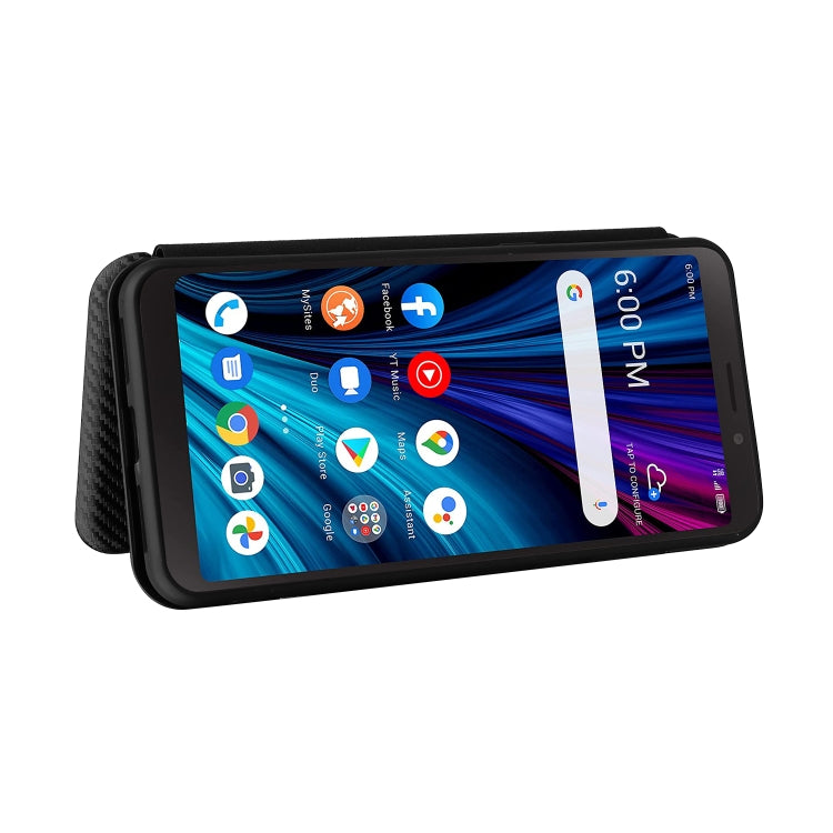For TCL A3X Carbon Fiber Texture Horizontal Flip Leather Phone Case with Card Slot