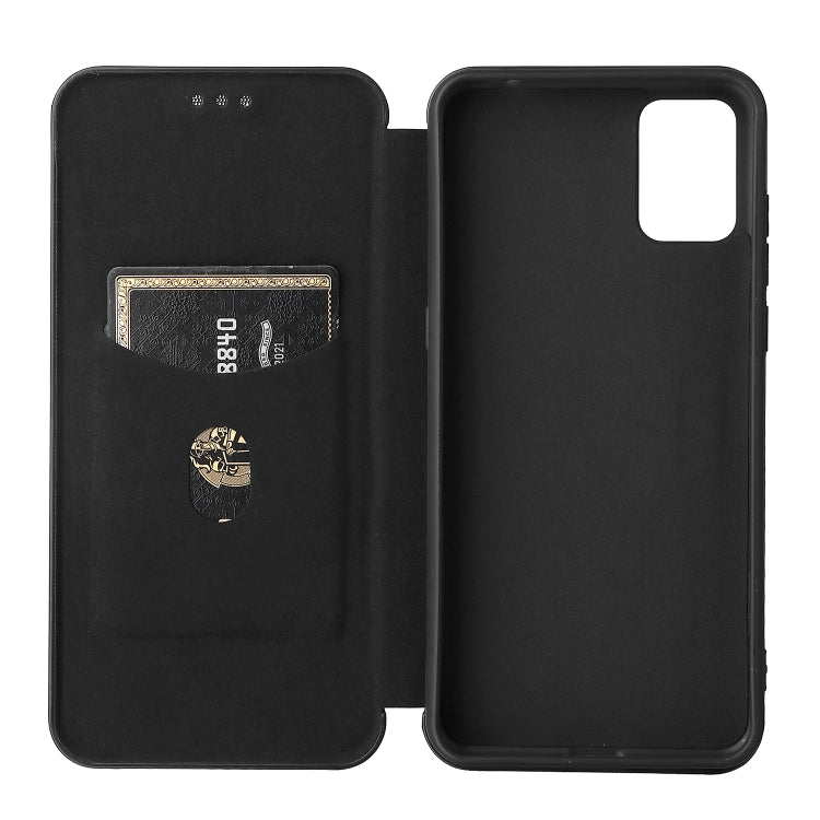 For TCL A3X Carbon Fiber Texture Horizontal Flip Leather Phone Case with Card Slot