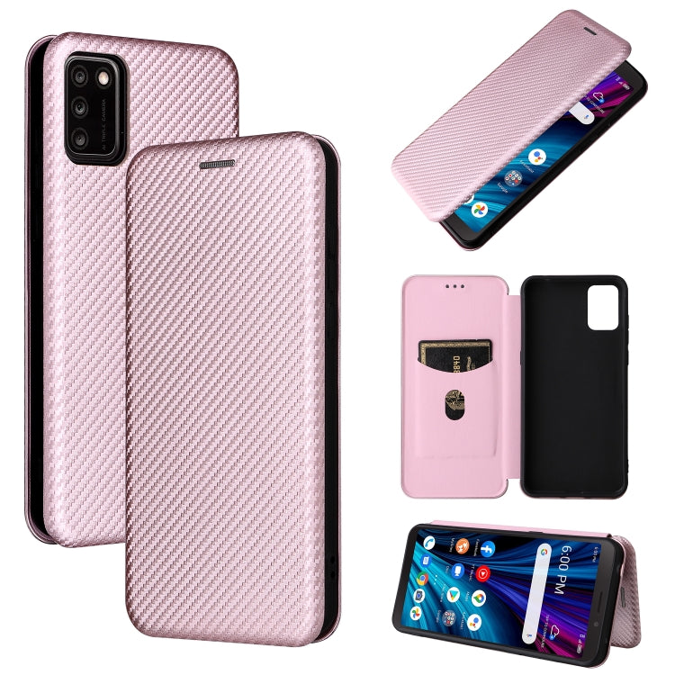 For TCL A3X Carbon Fiber Texture Horizontal Flip Leather Phone Case with Card Slot