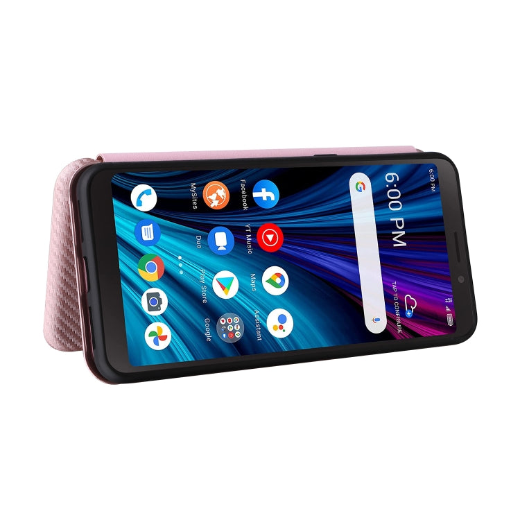 For TCL A3X Carbon Fiber Texture Horizontal Flip Leather Phone Case with Card Slot