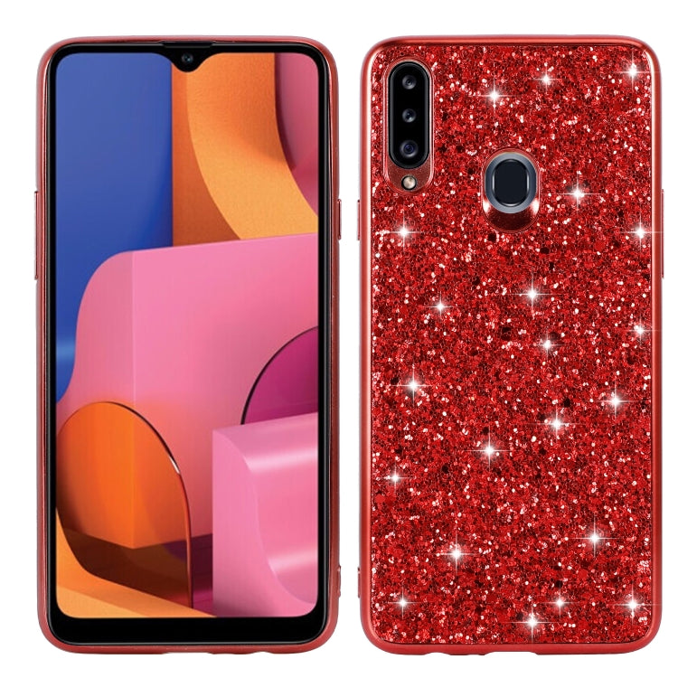 For Galaxy A20S Glittery Powder Shockproof TPU Case