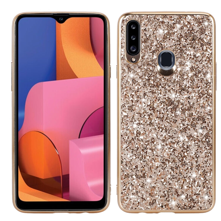 For Galaxy A20S Glittery Powder Shockproof TPU Case