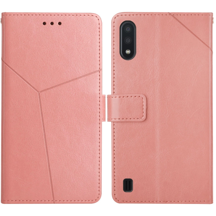 For Samsung Galaxy A01 Y Stitching Horizontal Flip Leather Case with Holder & Card Slots & Wallet & Photo Frame