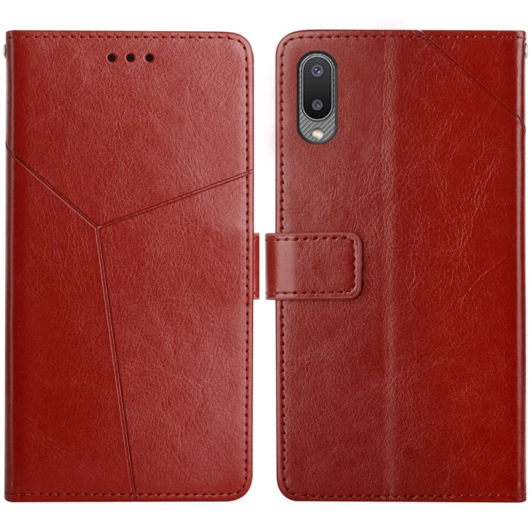 For Samsung Galaxy A02 EU Version Y Stitching Horizontal Flip Leather Case with Holder & Card Slots & Wallet & Photo Frame