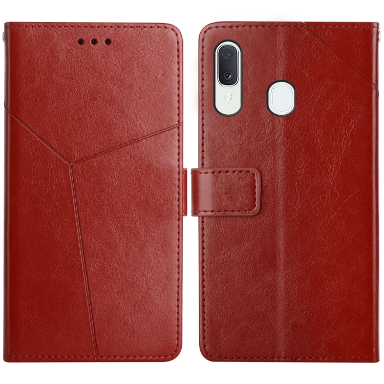 For Samsung Galaxy A20e Y Stitching Horizontal Flip Leather Case with Holder & Card Slots & Wallet & Photo Frame