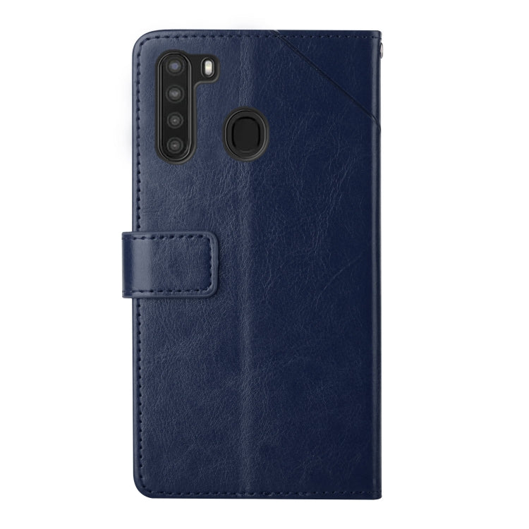 For Samsung Galaxy A21 Y Stitching Horizontal Flip Leather Case with Holder & Card Slots & Wallet & Photo Frame