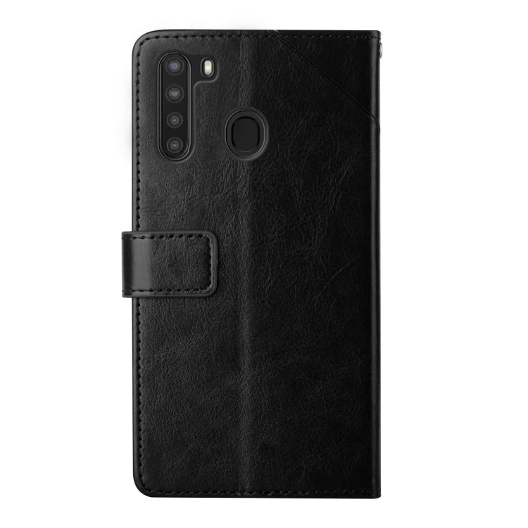 For Samsung Galaxy A21 Y Stitching Horizontal Flip Leather Case with Holder & Card Slots & Wallet & Photo Frame