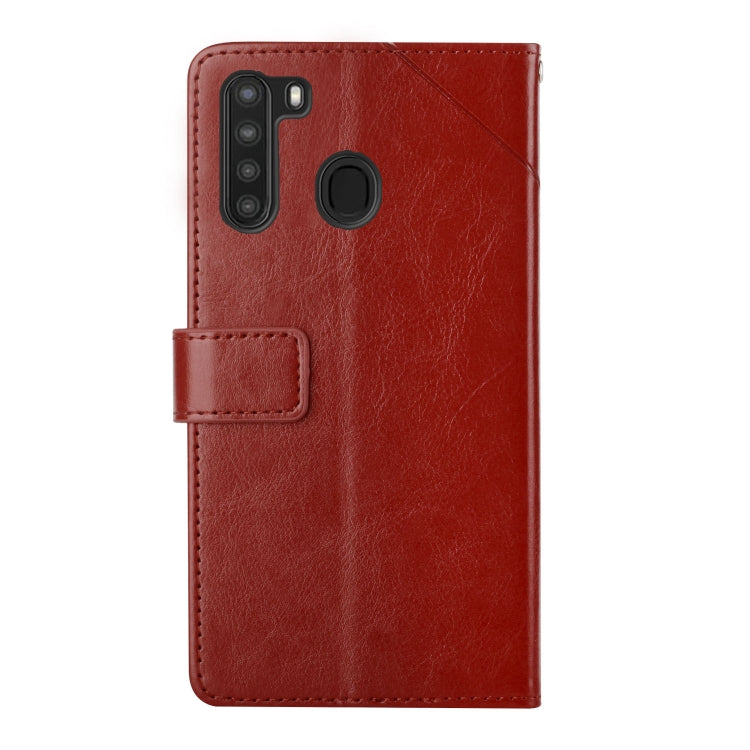 For Samsung Galaxy A21 Y Stitching Horizontal Flip Leather Case with Holder & Card Slots & Wallet & Photo Frame