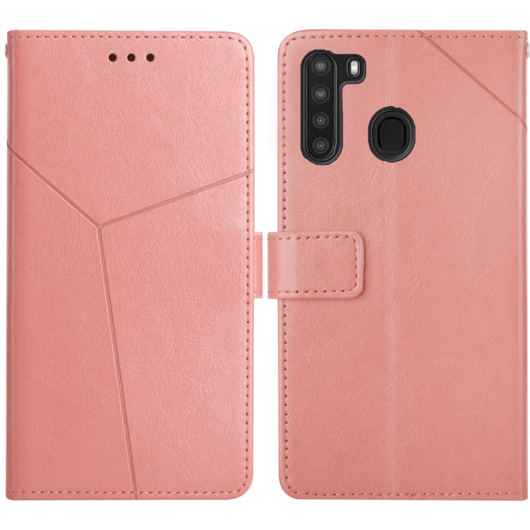 For Samsung Galaxy A21 Y Stitching Horizontal Flip Leather Case with Holder & Card Slots & Wallet & Photo Frame