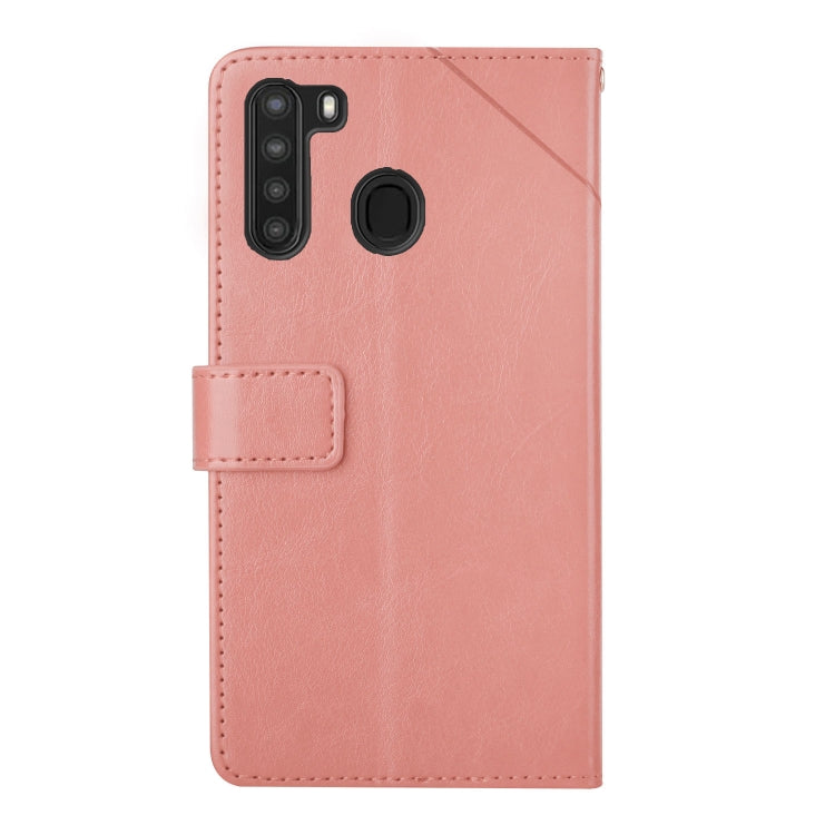 For Samsung Galaxy A21 Y Stitching Horizontal Flip Leather Case with Holder & Card Slots & Wallet & Photo Frame