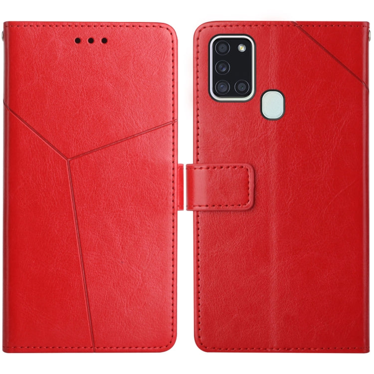 For Samsung Galaxy A21s EU Version Y Stitching Horizontal Flip Leather Case with Holder & Card Slots & Wallet & Photo Frame