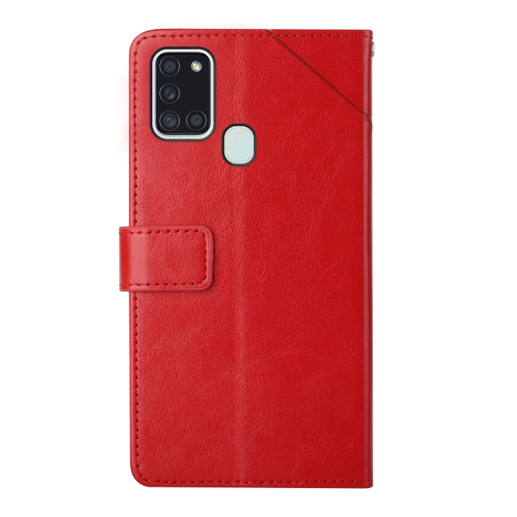 For Samsung Galaxy A21s EU Version Y Stitching Horizontal Flip Leather Case with Holder & Card Slots & Wallet & Photo Frame