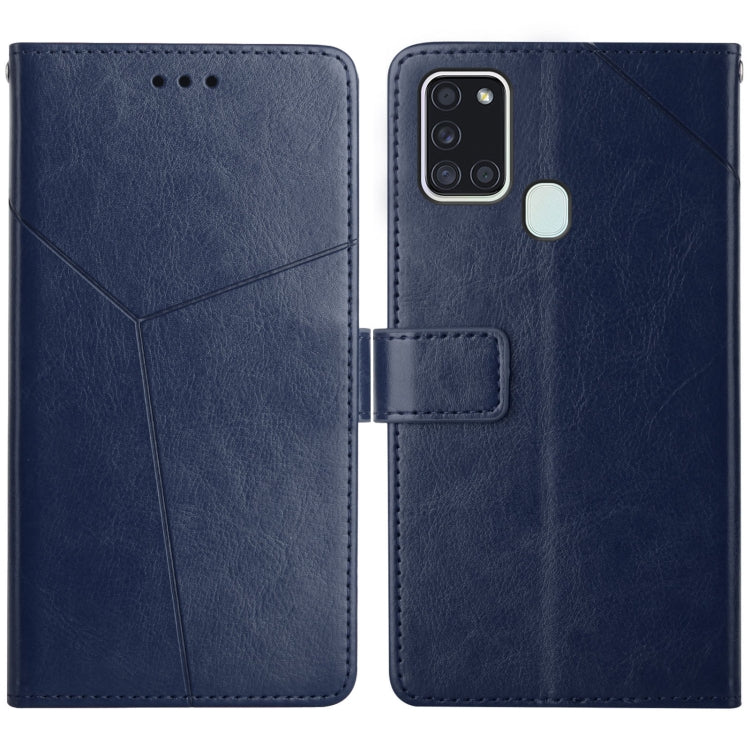For Samsung Galaxy A21s EU Version Y Stitching Horizontal Flip Leather Case with Holder & Card Slots & Wallet & Photo Frame