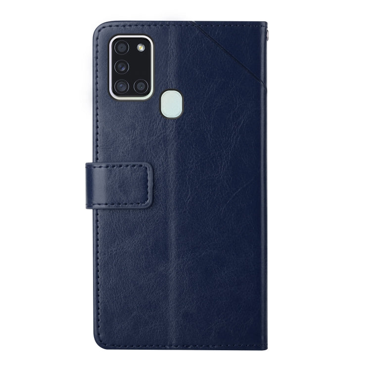 For Samsung Galaxy A21s EU Version Y Stitching Horizontal Flip Leather Case with Holder & Card Slots & Wallet & Photo Frame