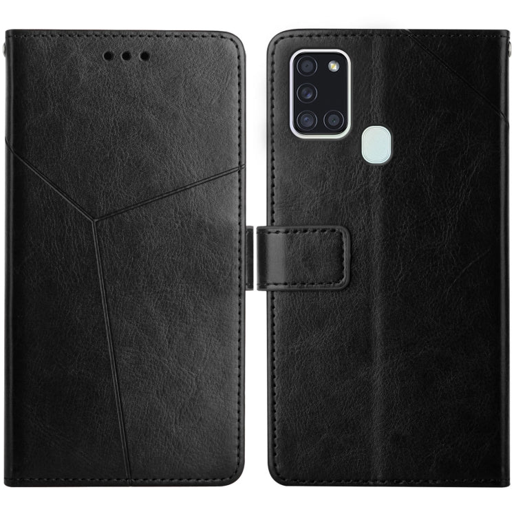 For Samsung Galaxy A21s EU Version Y Stitching Horizontal Flip Leather Case with Holder & Card Slots & Wallet & Photo Frame