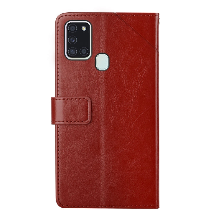For Samsung Galaxy A21s EU Version Y Stitching Horizontal Flip Leather Case with Holder & Card Slots & Wallet & Photo Frame