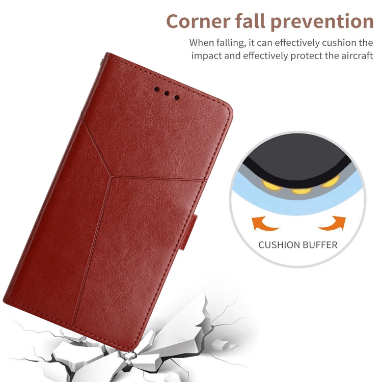 For Samsung Galaxy A21s EU Version Y Stitching Horizontal Flip Leather Case with Holder & Card Slots & Wallet & Photo Frame