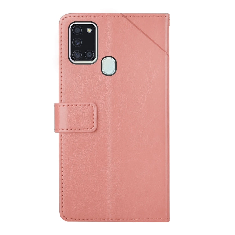 For Samsung Galaxy A21s EU Version Y Stitching Horizontal Flip Leather Case with Holder & Card Slots & Wallet & Photo Frame