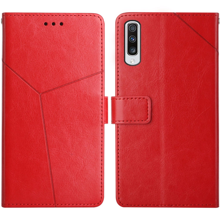 For Samsung Galaxy A50 Y Stitching Horizontal Flip Leather Case with Holder & Card Slots & Wallet & Photo Frame