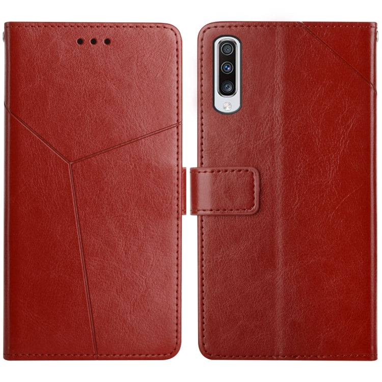 For Samsung Galaxy A70 Y Stitching Horizontal Flip Leather Case with Holder & Card Slots & Wallet & Photo Frame