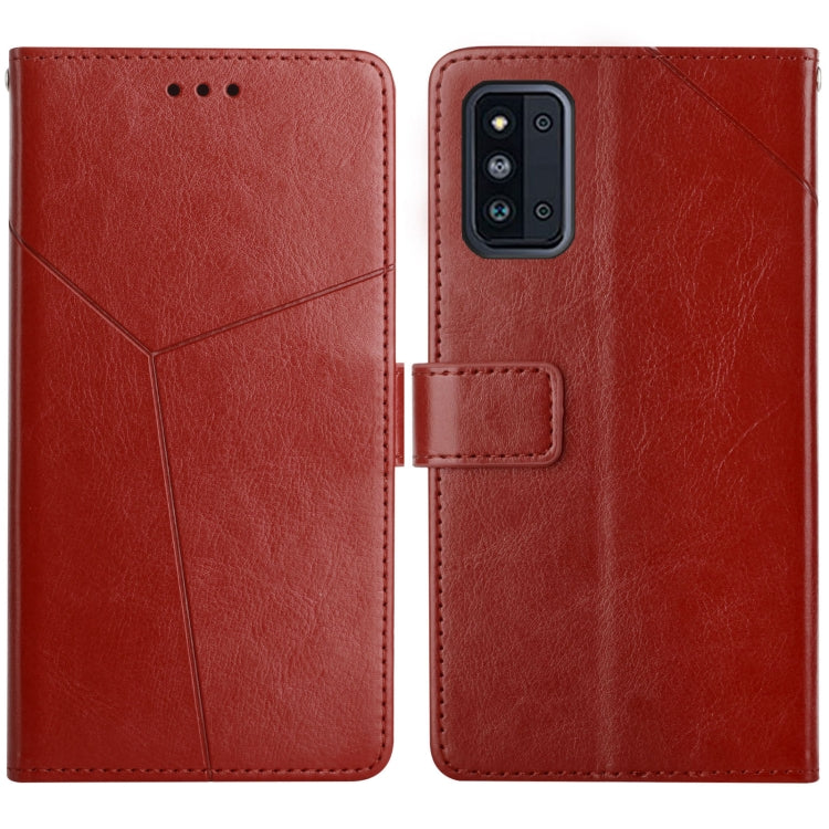 For Samsung Galaxy F52 Y Stitching Horizontal Flip Leather Case with Holder & Card Slots & Wallet & Photo Frame