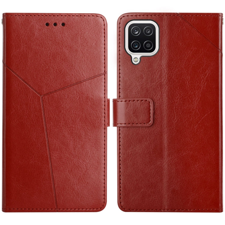 For Samsung Galaxy M12 / F12 Y Stitching Horizontal Flip Leather Case with Holder & Card Slots & Wallet & Photo Frame