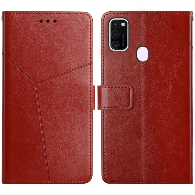 For Samsung Galaxy M21 / M30s Y Stitching Horizontal Flip Leather Case with Holder & Card Slots & Wallet & Photo Frame