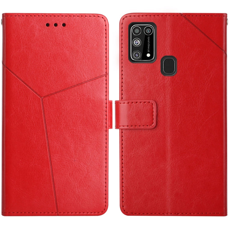 For Samsung Galaxy M31 Y Stitching Horizontal Flip Leather Case with Holder & Card Slots & Wallet & Photo Frame