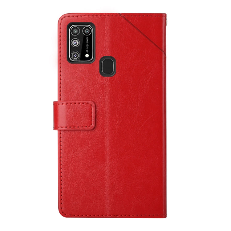 For Samsung Galaxy M31 Y Stitching Horizontal Flip Leather Case with Holder & Card Slots & Wallet & Photo Frame