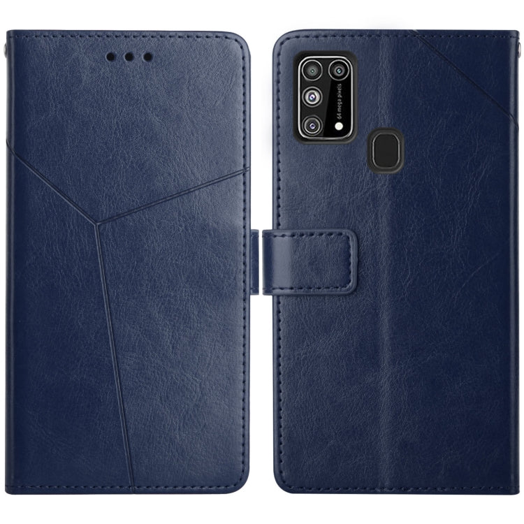 For Samsung Galaxy M31 Y Stitching Horizontal Flip Leather Case with Holder & Card Slots & Wallet & Photo Frame