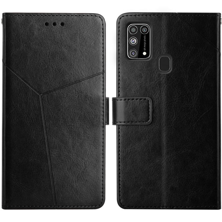 For Samsung Galaxy M31 Y Stitching Horizontal Flip Leather Case with Holder & Card Slots & Wallet & Photo Frame