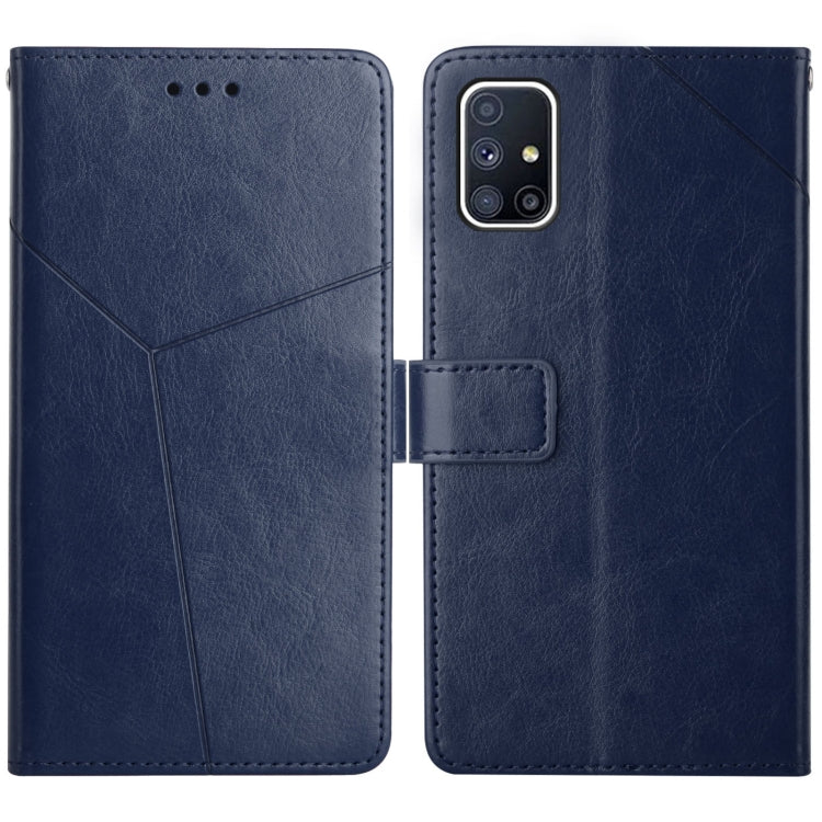 For Samsung Galaxy M51 Y Stitching Horizontal Flip Leather Case with Holder & Card Slots & Wallet & Photo Frame