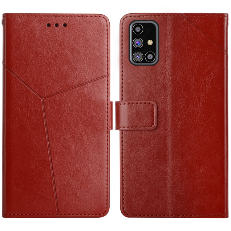 For Samsung Galaxy M31s Y Stitching Horizontal Flip Leather Case with Holder & Card Slots & Wallet & Photo Frame