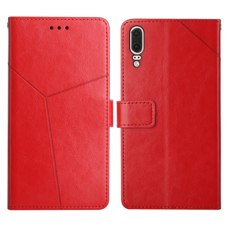 For Huawei P20 Y Stitching Horizontal Flip Leather Phone Case with Holder & Card Slots & Wallet & Photo Frame