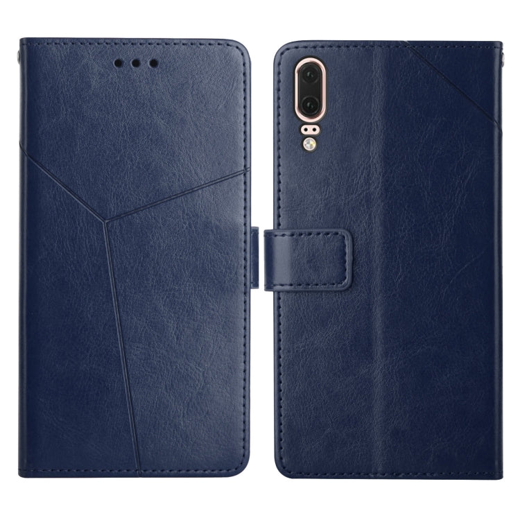For Huawei P20 Y Stitching Horizontal Flip Leather Phone Case with Holder & Card Slots & Wallet & Photo Frame