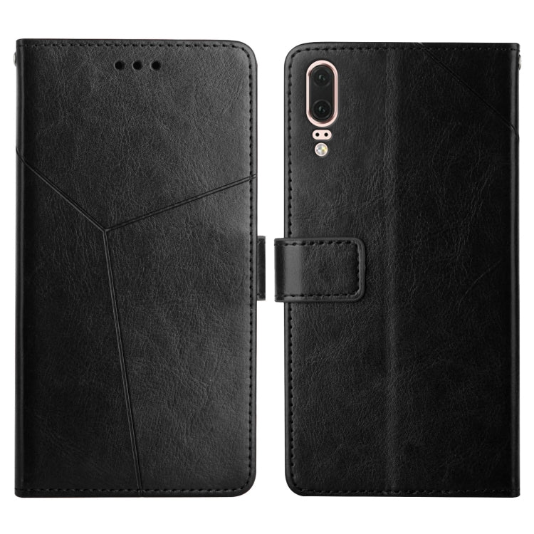 For Huawei P20 Y Stitching Horizontal Flip Leather Phone Case with Holder & Card Slots & Wallet & Photo Frame