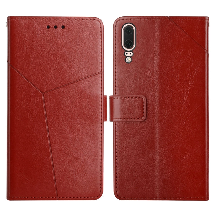 For Huawei P20 Y Stitching Horizontal Flip Leather Phone Case with Holder & Card Slots & Wallet & Photo Frame
