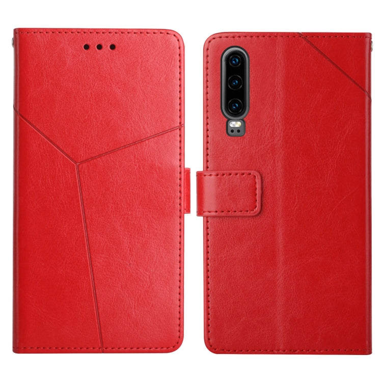 For Huawei P30 Y Stitching Horizontal Flip Leather Phone Case with Holder & Card Slots & Wallet & Photo Frame