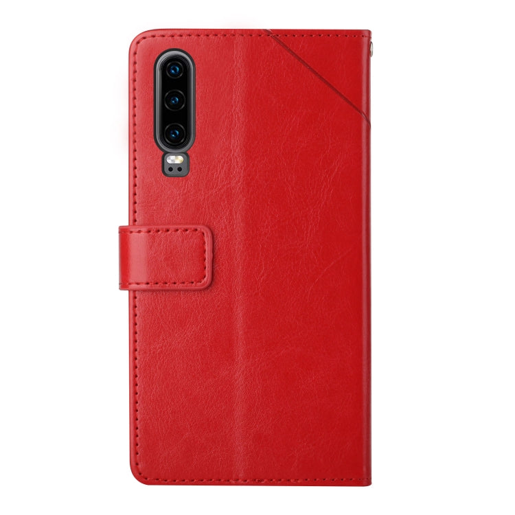 For Huawei P30 Y Stitching Horizontal Flip Leather Phone Case with Holder & Card Slots & Wallet & Photo Frame