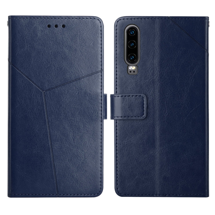 For Huawei P30 Y Stitching Horizontal Flip Leather Phone Case with Holder & Card Slots & Wallet & Photo Frame