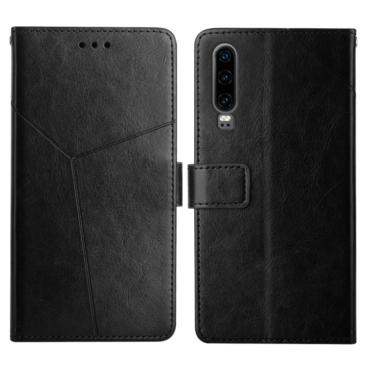 For Huawei P30 Y Stitching Horizontal Flip Leather Phone Case with Holder & Card Slots & Wallet & Photo Frame