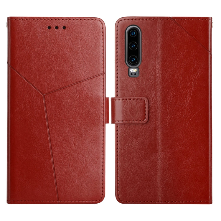 For Huawei P30 Y Stitching Horizontal Flip Leather Phone Case with Holder & Card Slots & Wallet & Photo Frame