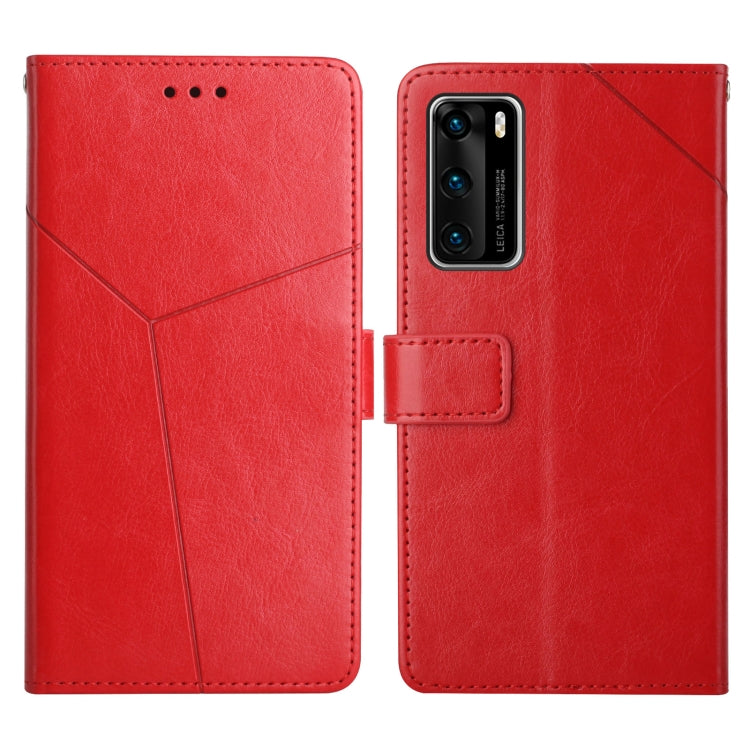 For Huawei P40 Y Stitching Horizontal Flip Leather Phone Case with Holder & Card Slots & Wallet & Photo Frame