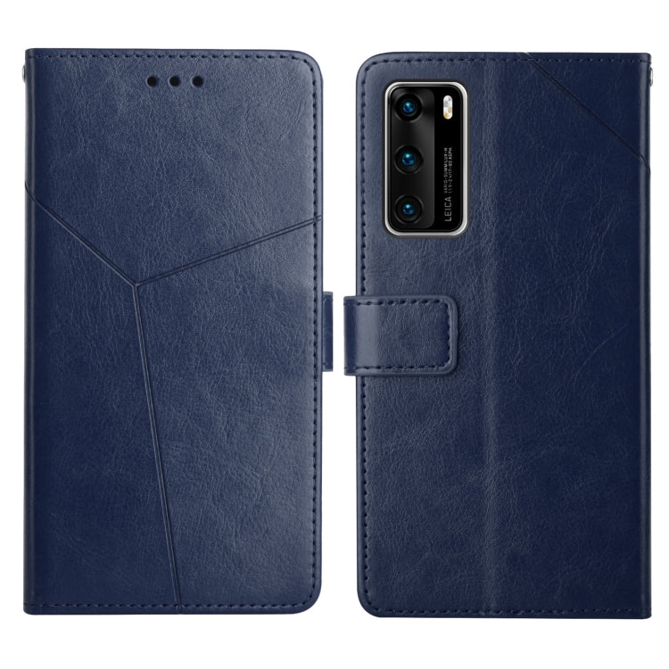 For Huawei P40 Y Stitching Horizontal Flip Leather Phone Case with Holder & Card Slots & Wallet & Photo Frame